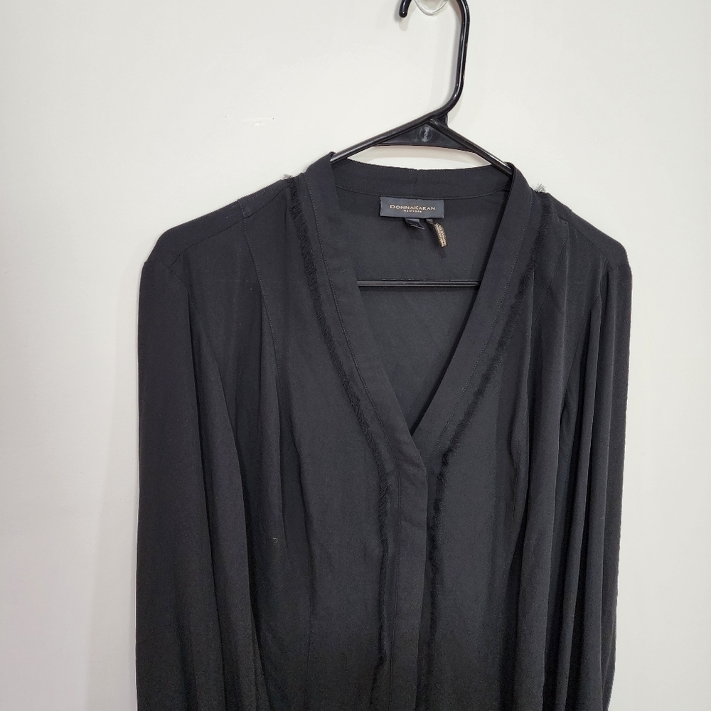 DONNA KARAN fringe blouse, size L - Picture 3 of 7